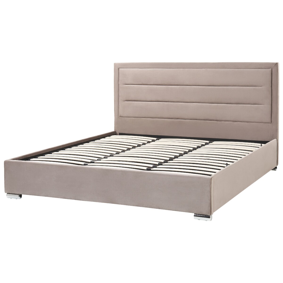 Łóżko z pojemnikiem welurowe 180 x 200 cm beżowoszare ROUEN