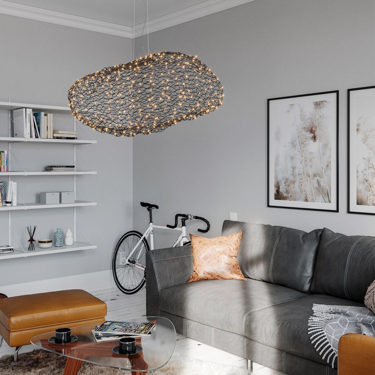 Ażurowa lampa wisząca Hayden czarny zwis LED 20W do salonu