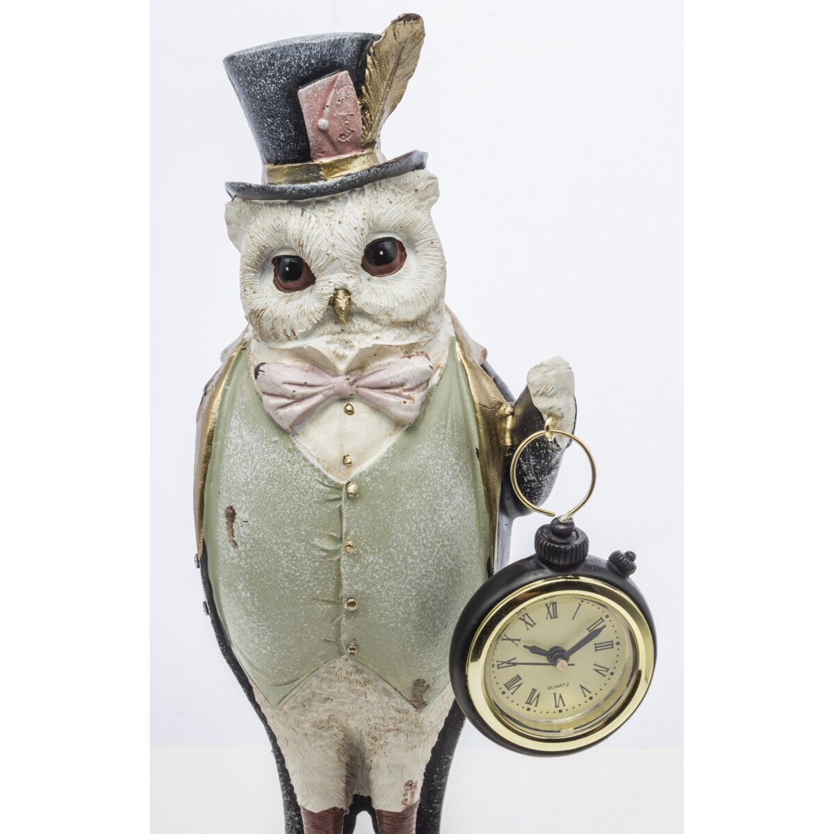 Dekoracja - figurka 29,5x12x9,5 cm SOWA-3 z zegarkiem