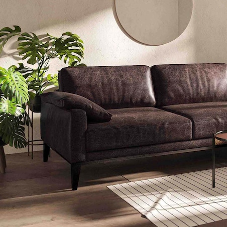 Sofa narożna Musso - ciemnobrązowa vintage