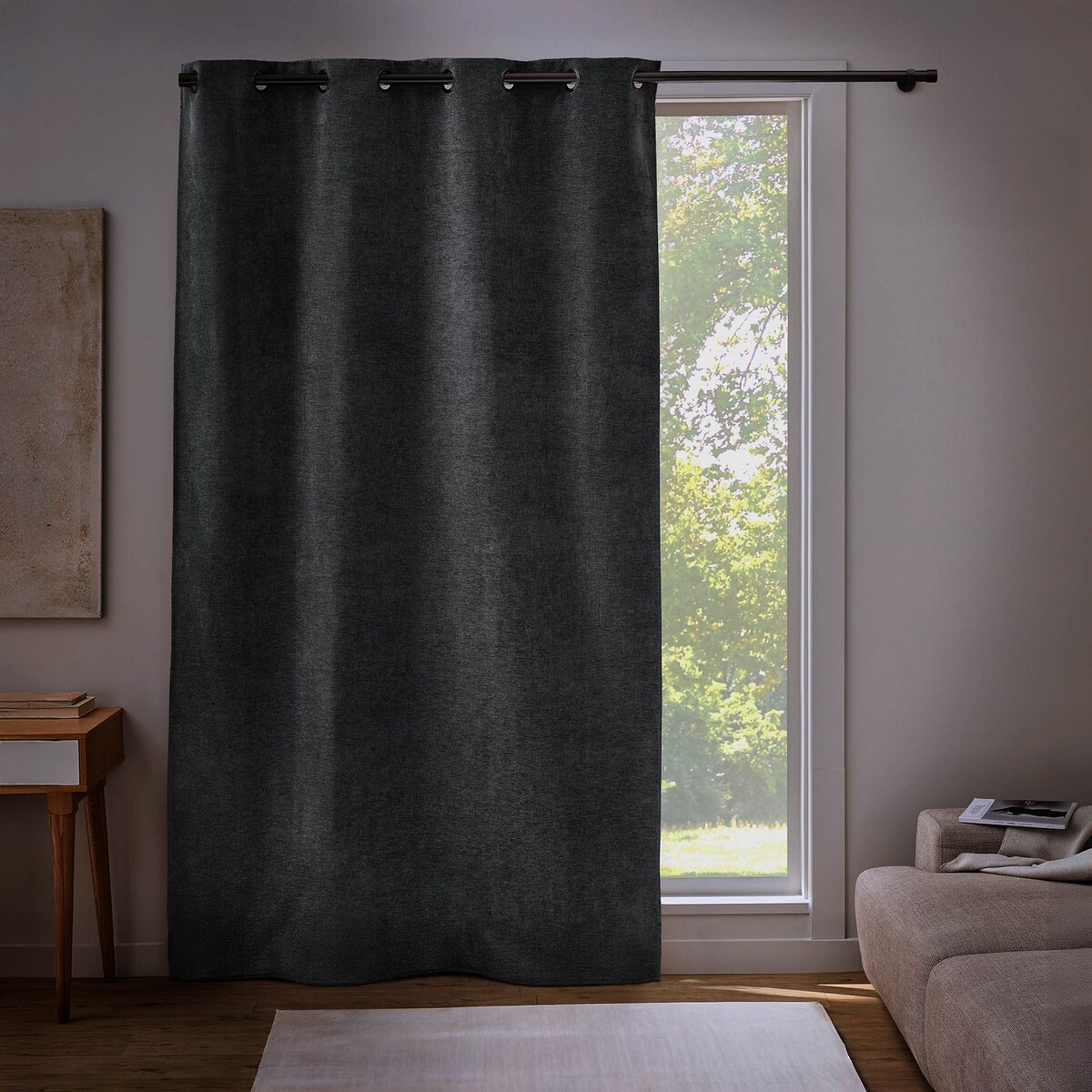 Zasłona zaciemniająca welurowa na przelotkach VELOURIS, 135 x 260 cm, kolor szary