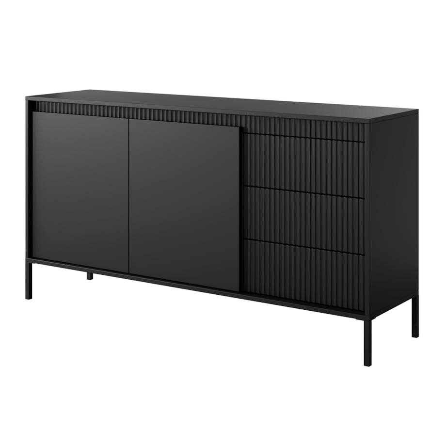 Komoda 153 2D3S ENSO ryflowana, czarna