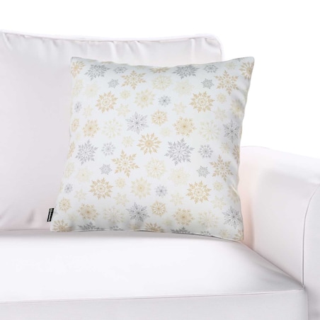 Poszewka Kinga na poduszkę 43x43 złote, srebrne gwiazdy na białym tle