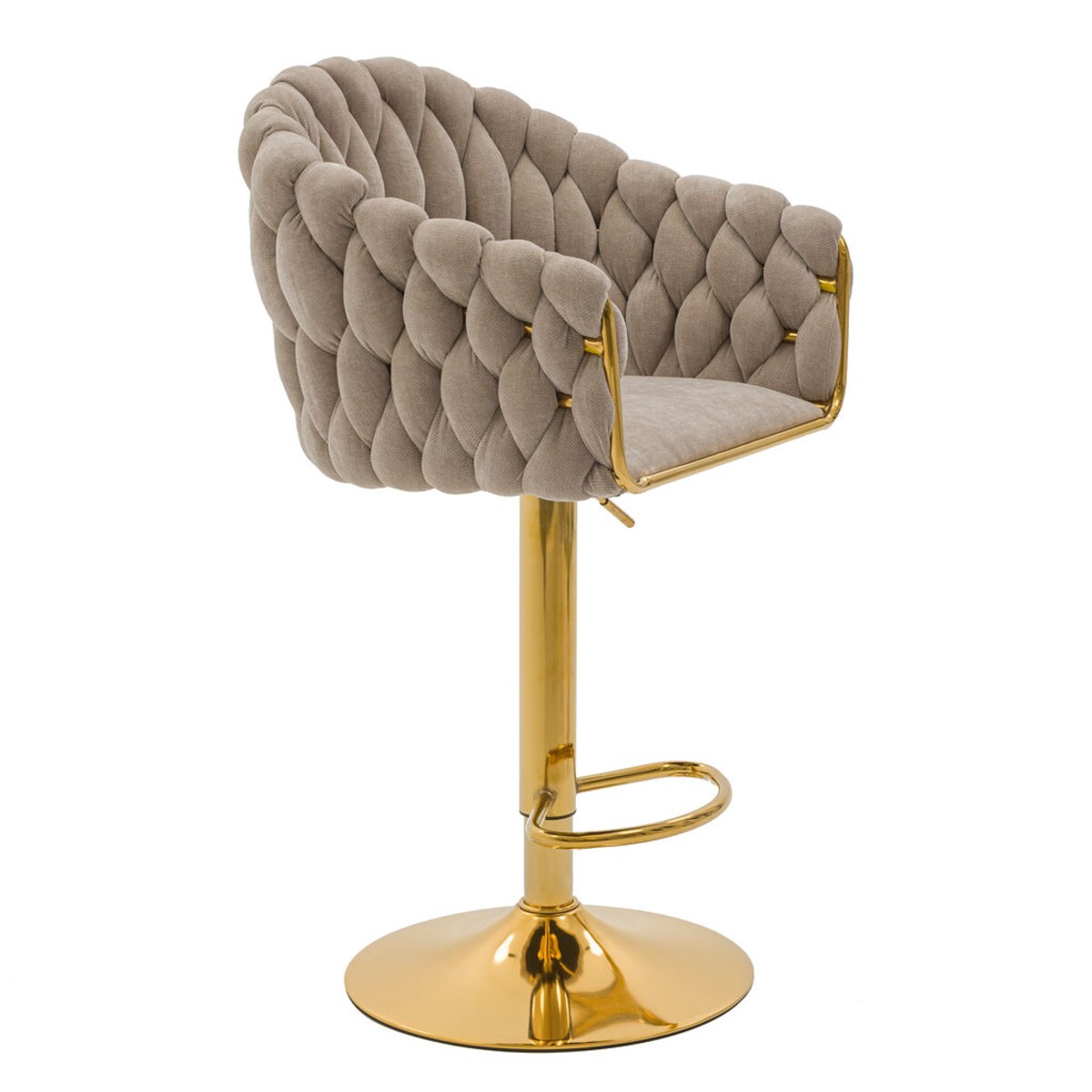 Hoker tapicerowany obrotowy regulowany ROSA PREMIUM beżowy