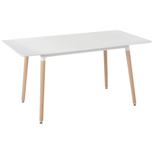 Stół do jadalni rozkładany 120/150 x 80 cm biały z jasnym drewnem MIRABEL