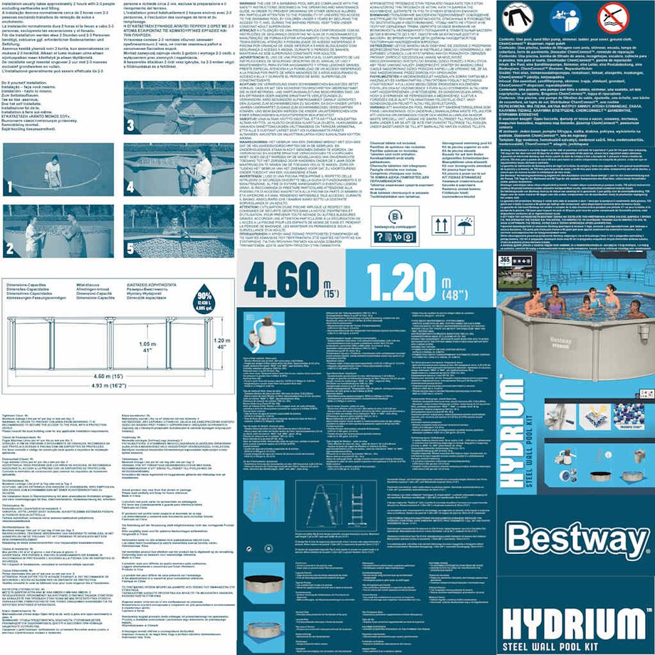 Bestway Basen Hydrium z akcesoriami, 460x120 cm