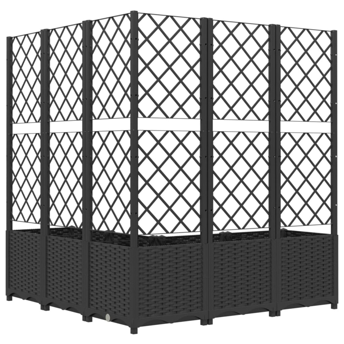 vidaXL Donica ogrodowa z kratką, czarna, 120x120x136 cm, PP