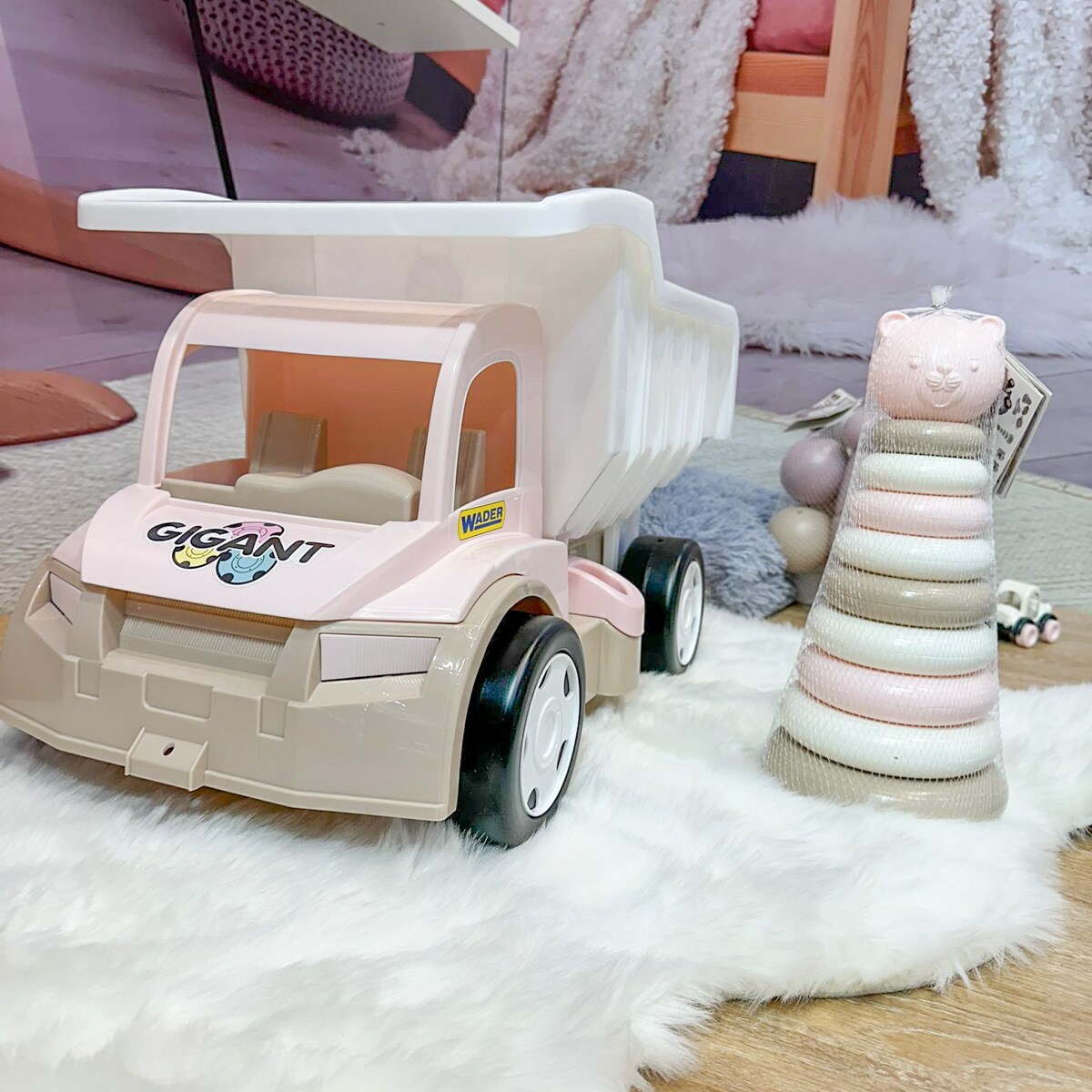 Różowa Biała Wywrotka Gigant dla Dziewczynek WADER