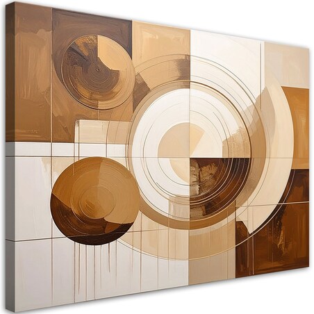 Obraz do salonu sypialni kuchni, Abstrakcyjne koła kształty w odcieniach beżu