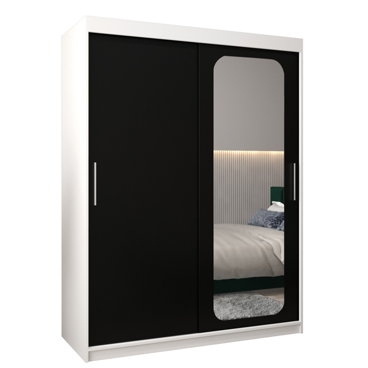 Szafa przesuwna Garderoba PROMO T2 150 biały/czarny