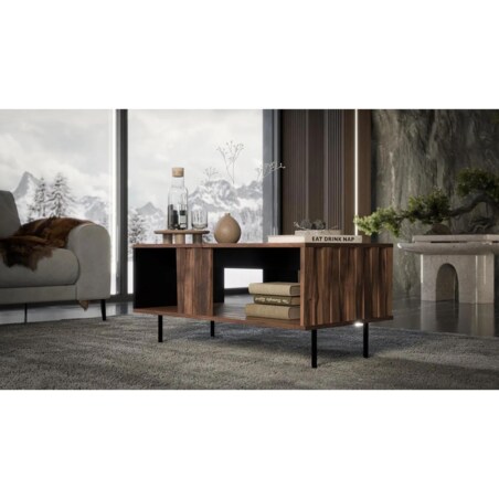 Ława SWING 100x54 orzech/czarna