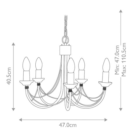 Żyrandol świecznikowy Carisbrooke CB5-BLACK Elstead do jadalni czarny