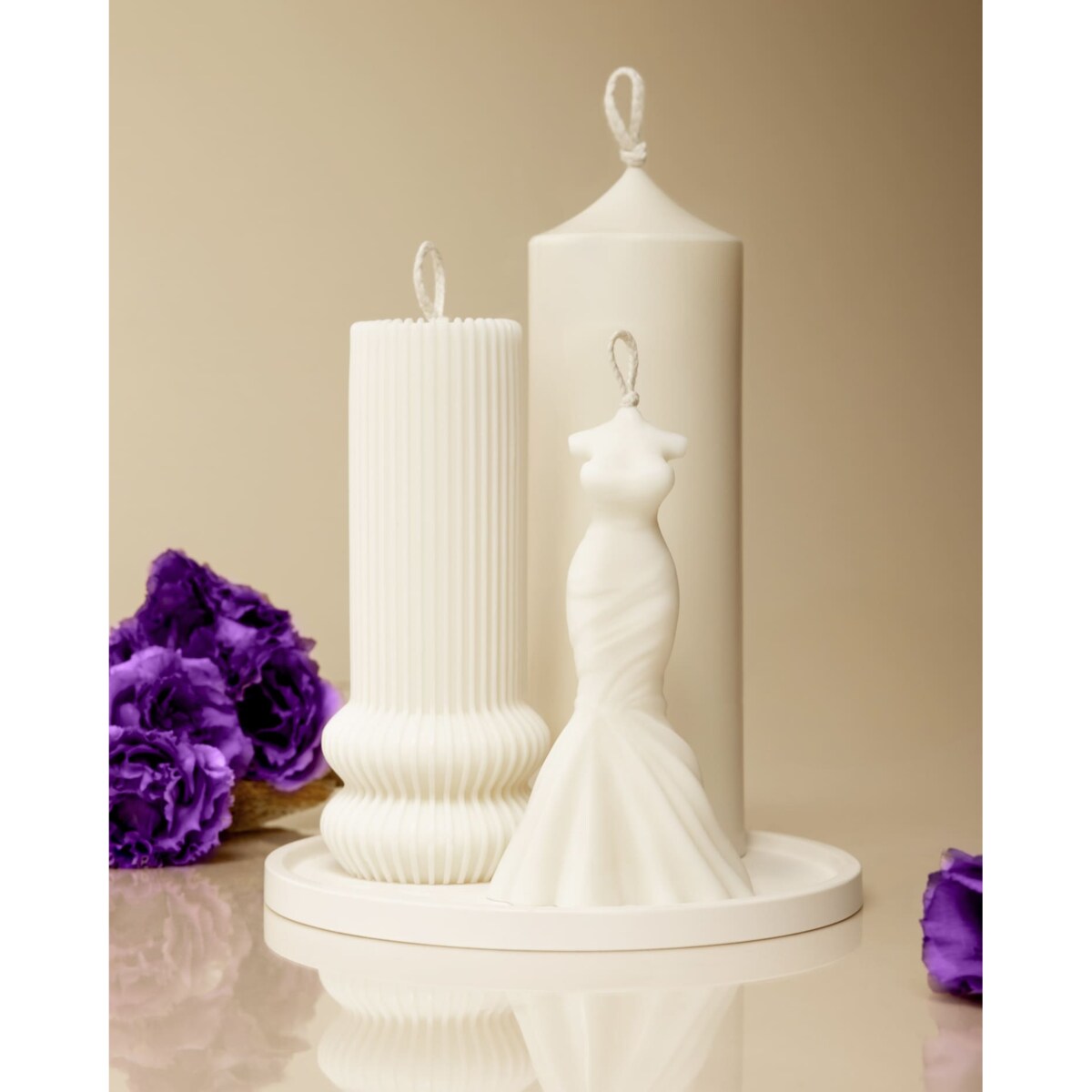 Zestaw świec sojowych Valery na dekoracyjnej tacy – elegancki upominek z torbą prezentową w zestawie