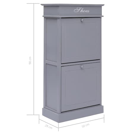 vidaXL Szafka na buty, szara, 50 x 28 x 98 cm, drewno paulownia