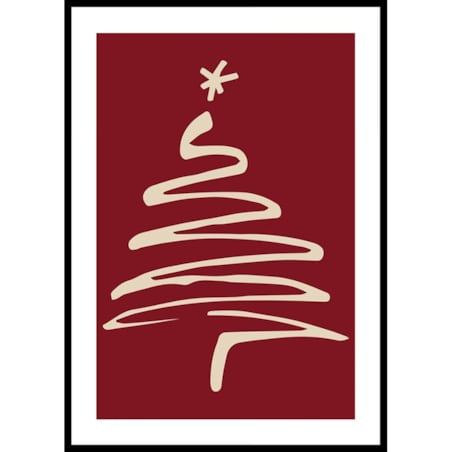 Poster Story, Plakat, Obraz - Choinka na Czerwonym Tle, wymiary 60 x 84 cm