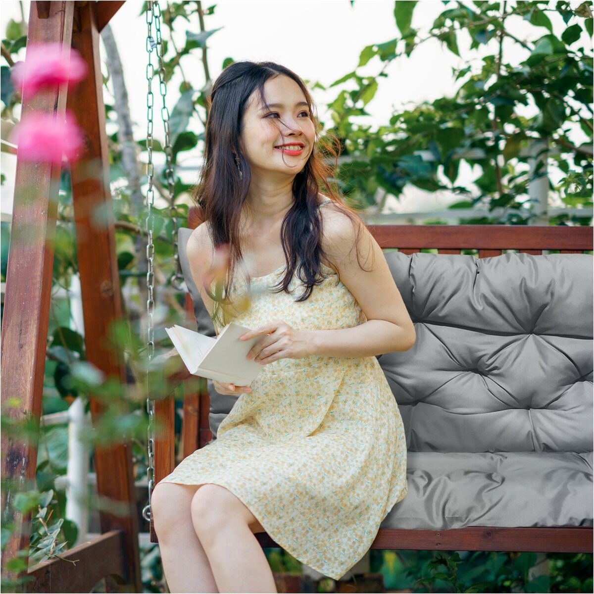 Poduszka Ogrodowa Na Huśtawkę Ławkę 100X60X50 Cm Na Meble Palety Wodoodporna Szara