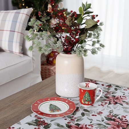 Talerz deserowy Festive Tree ⌀21 cm boże narodzenie, święta, świąteczne, czerwony, 21x2 cm