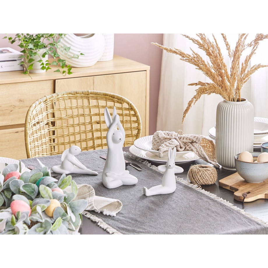 Zestaw 3 figurek dekoracyjnych zając biały BREST