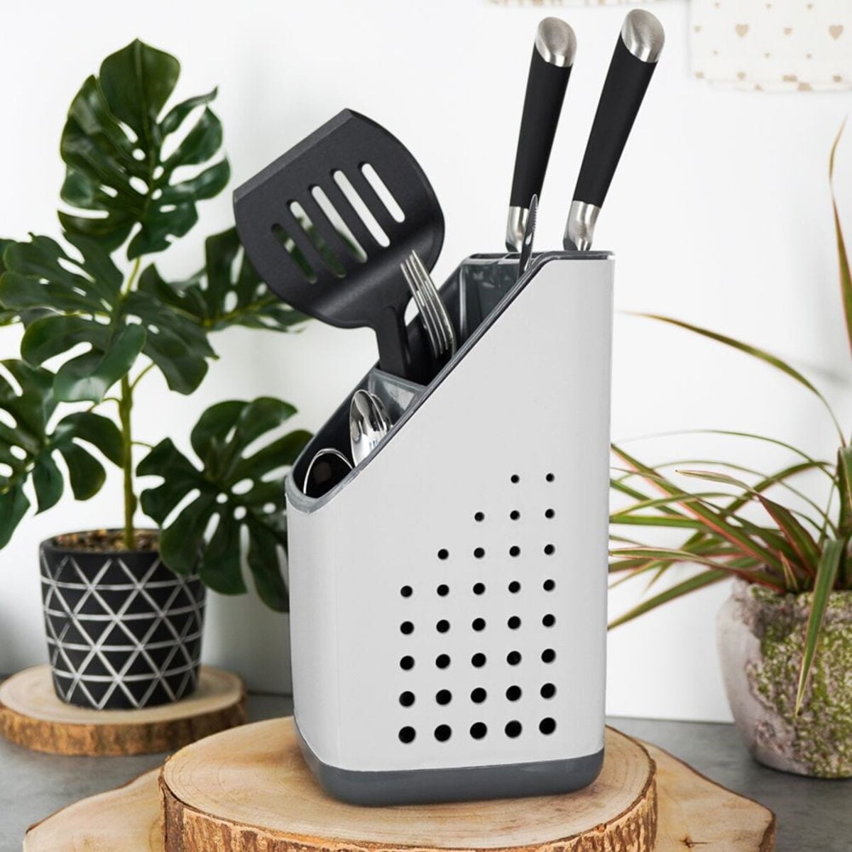 Pojemnik Organizer Ociekacz na sztućce Przybory Kuchenne 14 x 14 x 23 cm
