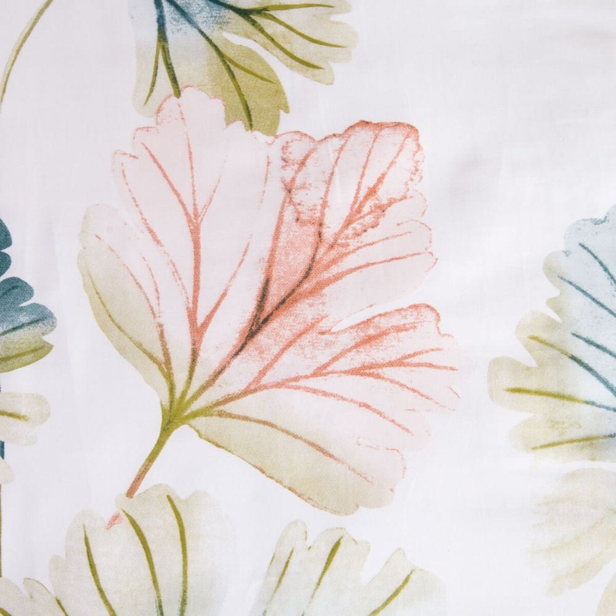 Pościel satyna bawełniana 180x200 Satynlove biała w pastelowe liście