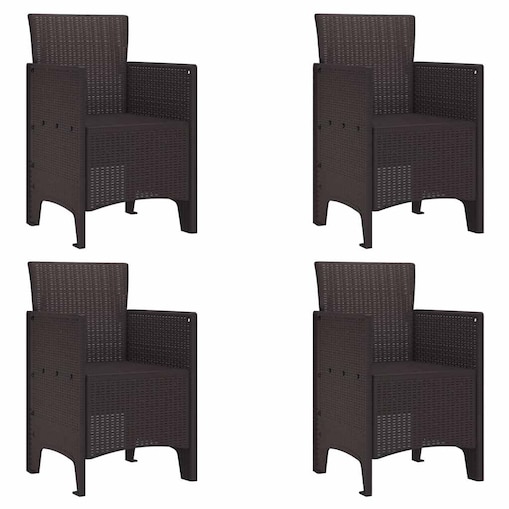 vidaXL Krzesło Ogrodowe 4 pcs Brązowy 53 x 49 x 85 cm PP