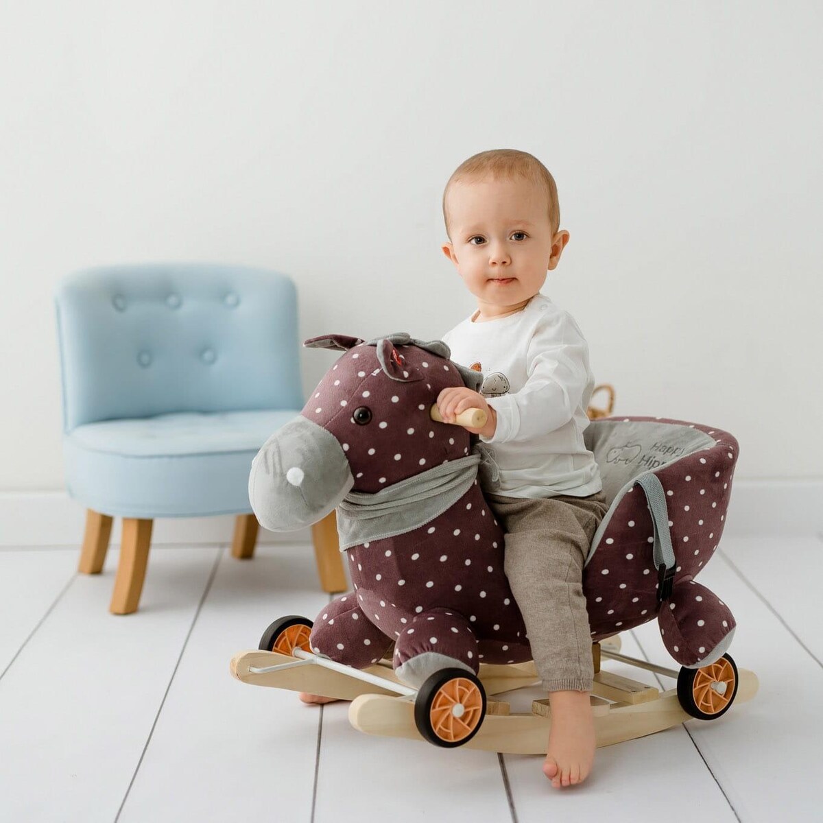 Bujak Konik Fioletowy |2w1! Bujak i jeździk | Zabawka dla dzieci | Prezent | Chodzik | Bujak | 12 m + | Interaktywna zabawka | Pierwsze urodziny | Happy Hippo