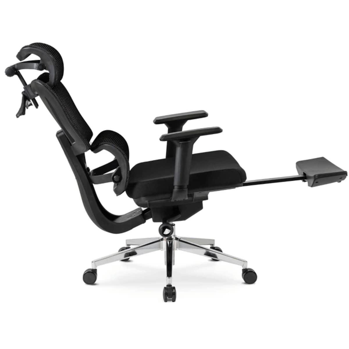 Fotel biurowy obrotowy ergonomiczny z podnóżkiem czarny DELSIN