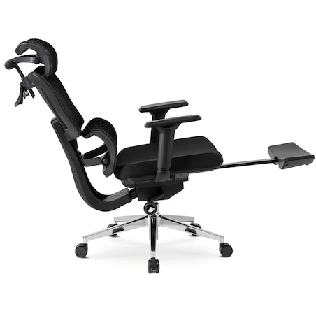 Fotel biurowy obrotowy ergonomiczny z podnóżkiem czarny DELSIN