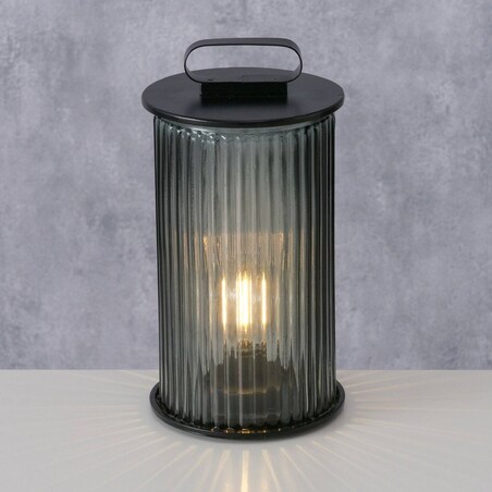 Czarny lampion SPARGO, ryflowane szkło