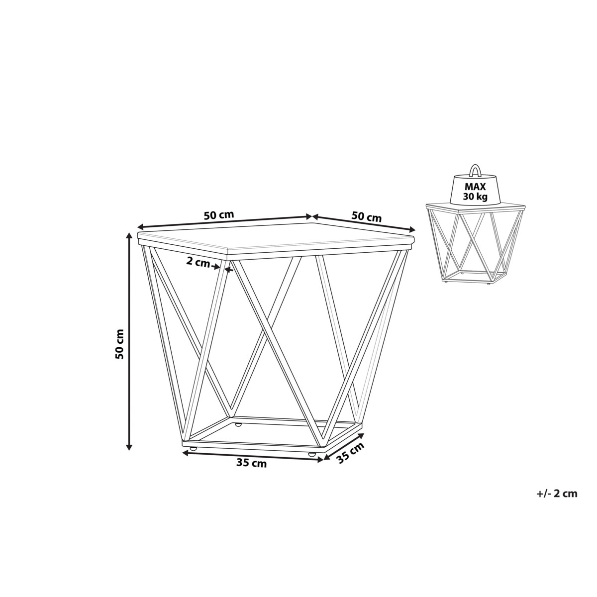 Stolik pomocniczy efekt marmuru beżowo-złoty MALIBU