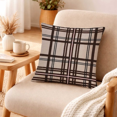 Poszewka flanelowa 40x40 Manhattan Brown, brązowa w kratę, Flanelove, Darymex
