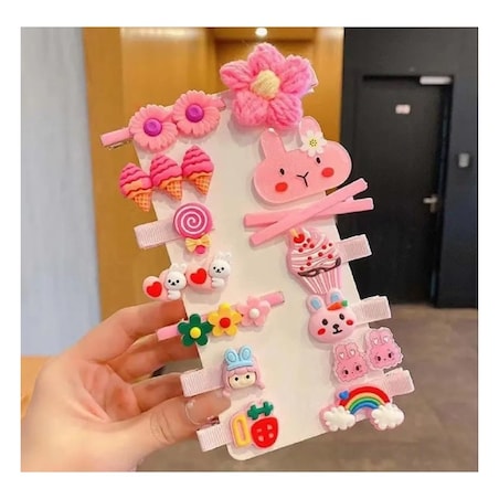 Zestaw pakiet 14w1 spinek wsuwek do włosów, kwiatki, lato róż SP446