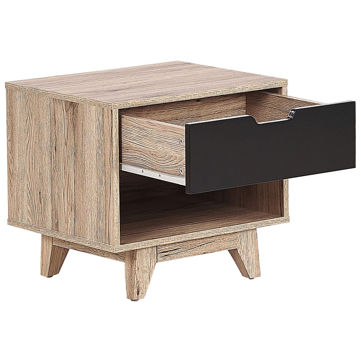 Szafka nocna jasne drewno z czarnym SPENCER