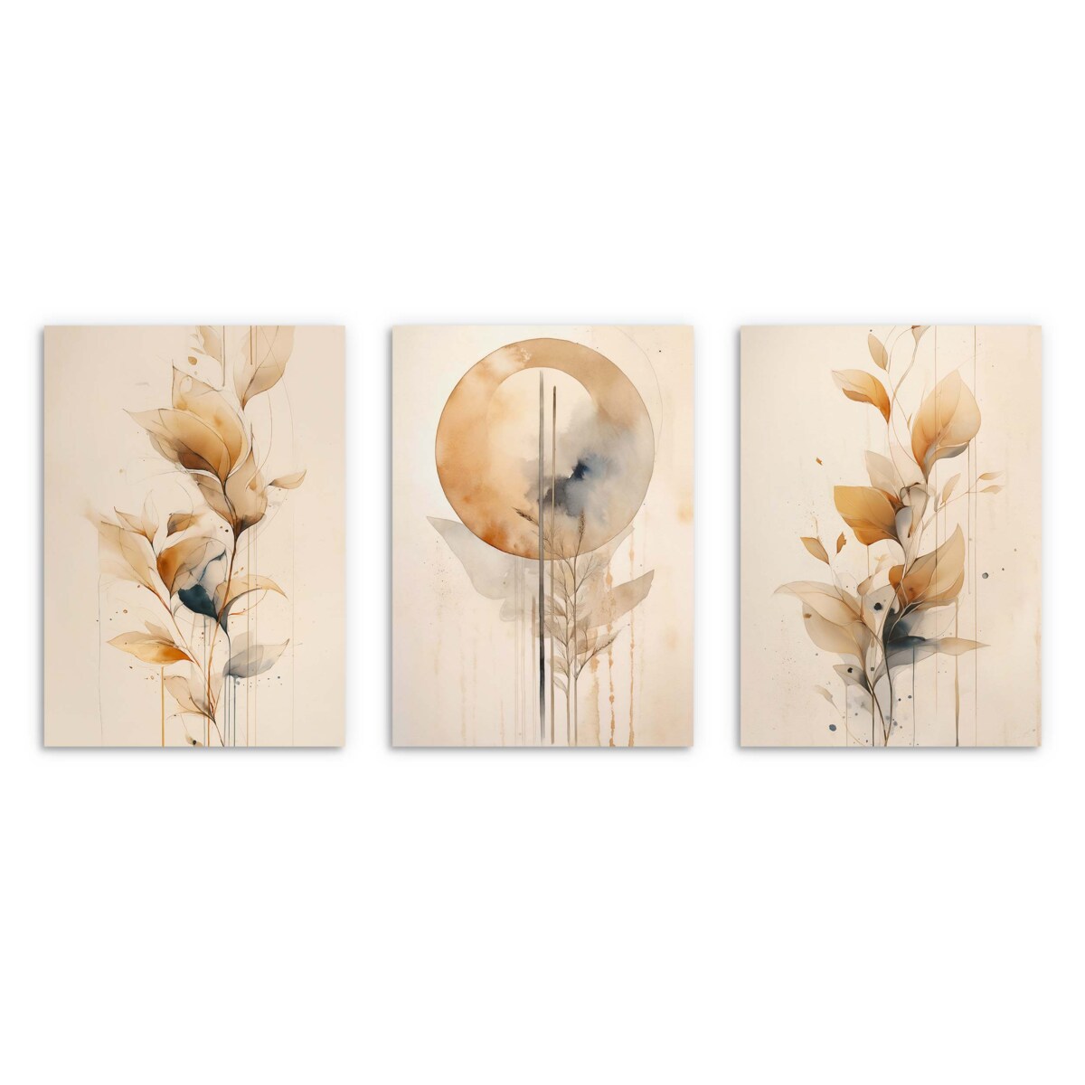 Plakaty w ramie Beżowe Obrazy na ścianę do Salonu Sypialni boho Liście