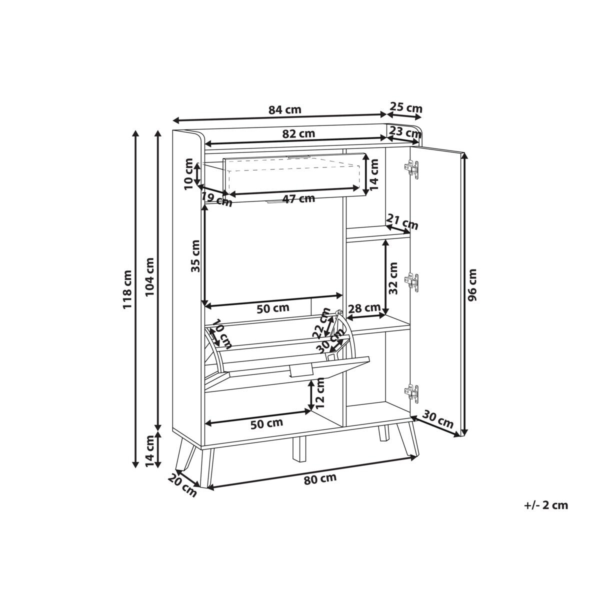 Szafka na buty MOONIE Jasnobrązowy