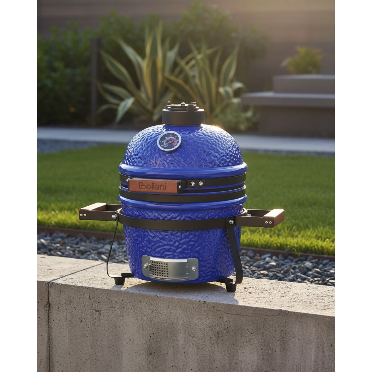 Mini grill węglowy KAMADO Ceramika Niebieski