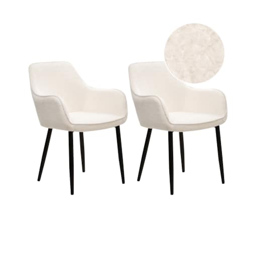 Zestaw 2 krzeseł do jadalni ALDEN Boucle Biały