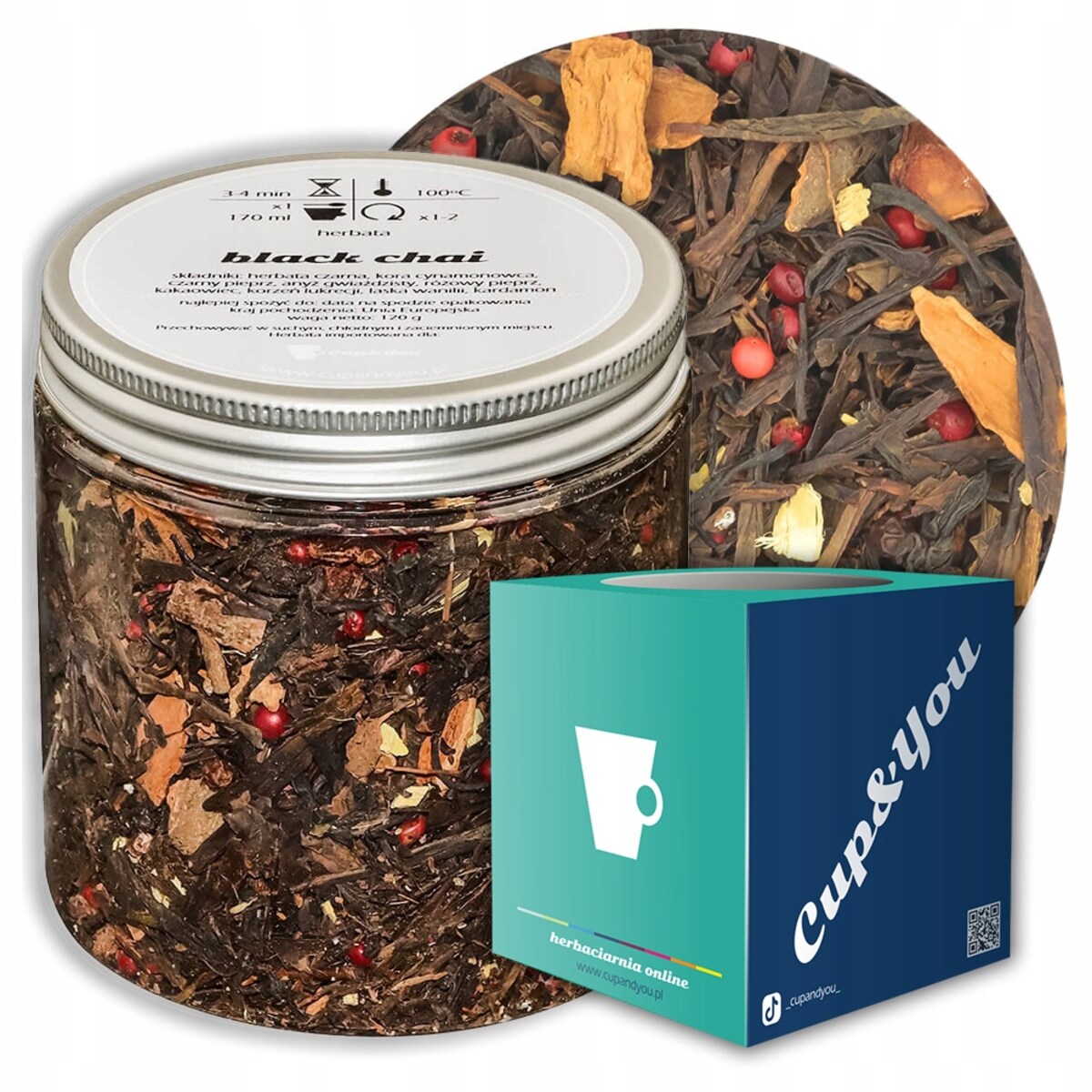 Herbata czarna sypana BLACK CHAI o przyjemnie ostrym smaku PREMIUM Cup&You - herbata liściasta sypana mieszanka napar susz - gotowa na prezent upominek