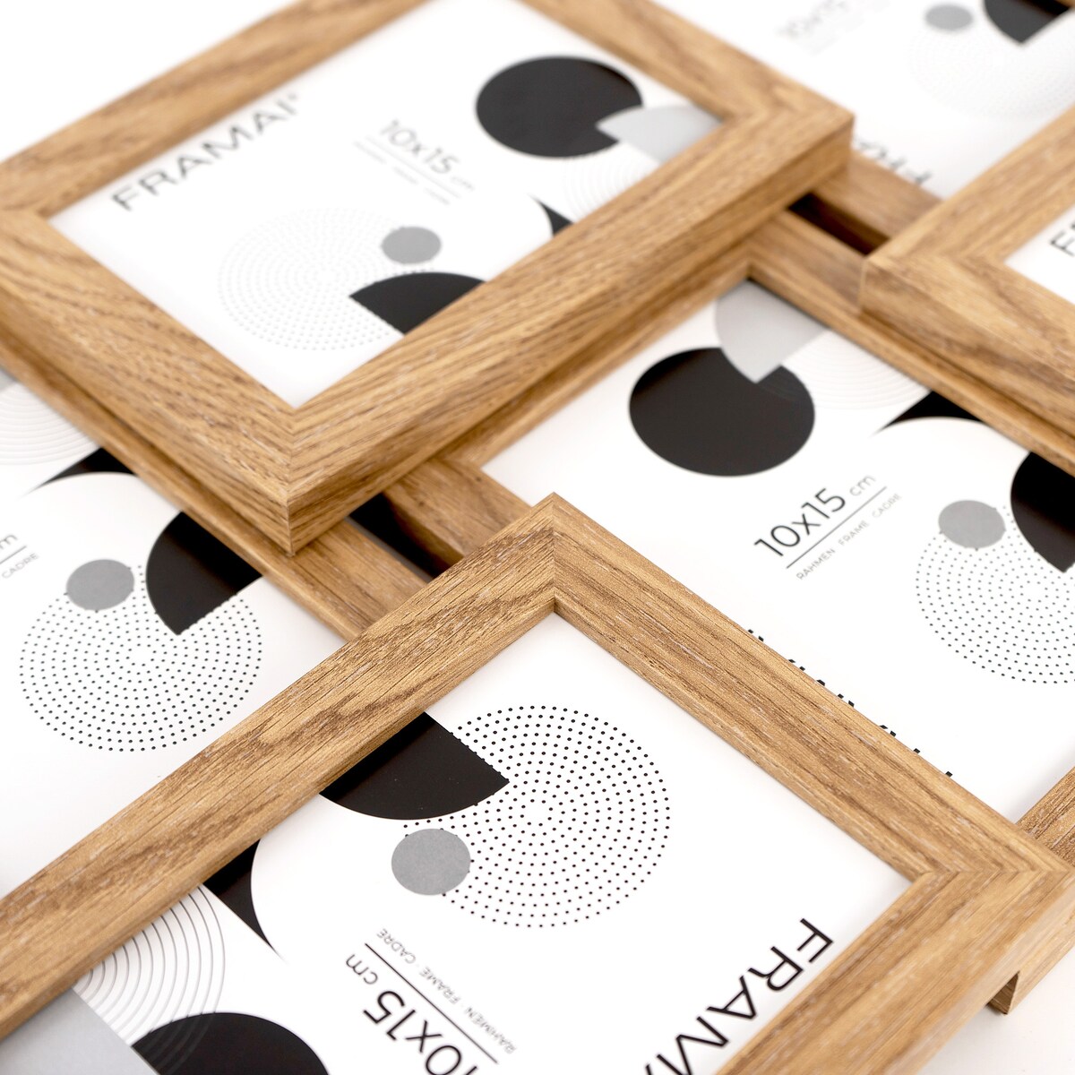 Multirama ramka na zdjęcia 6 zdjęć. W kolorze dębowym multirama na sześć zdjęć 10x15 cm Ramka na zdjęcia 6 w 1 MULTI HEN 01 FRAMAI