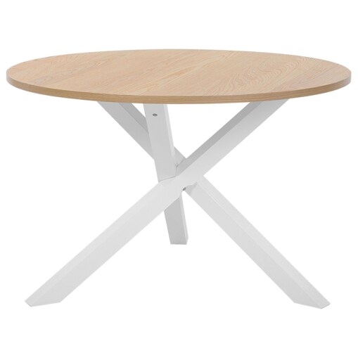 Stół do jadalni okrągły ⌀ 120 cm jasne drewno z białym JACKSONVILLE