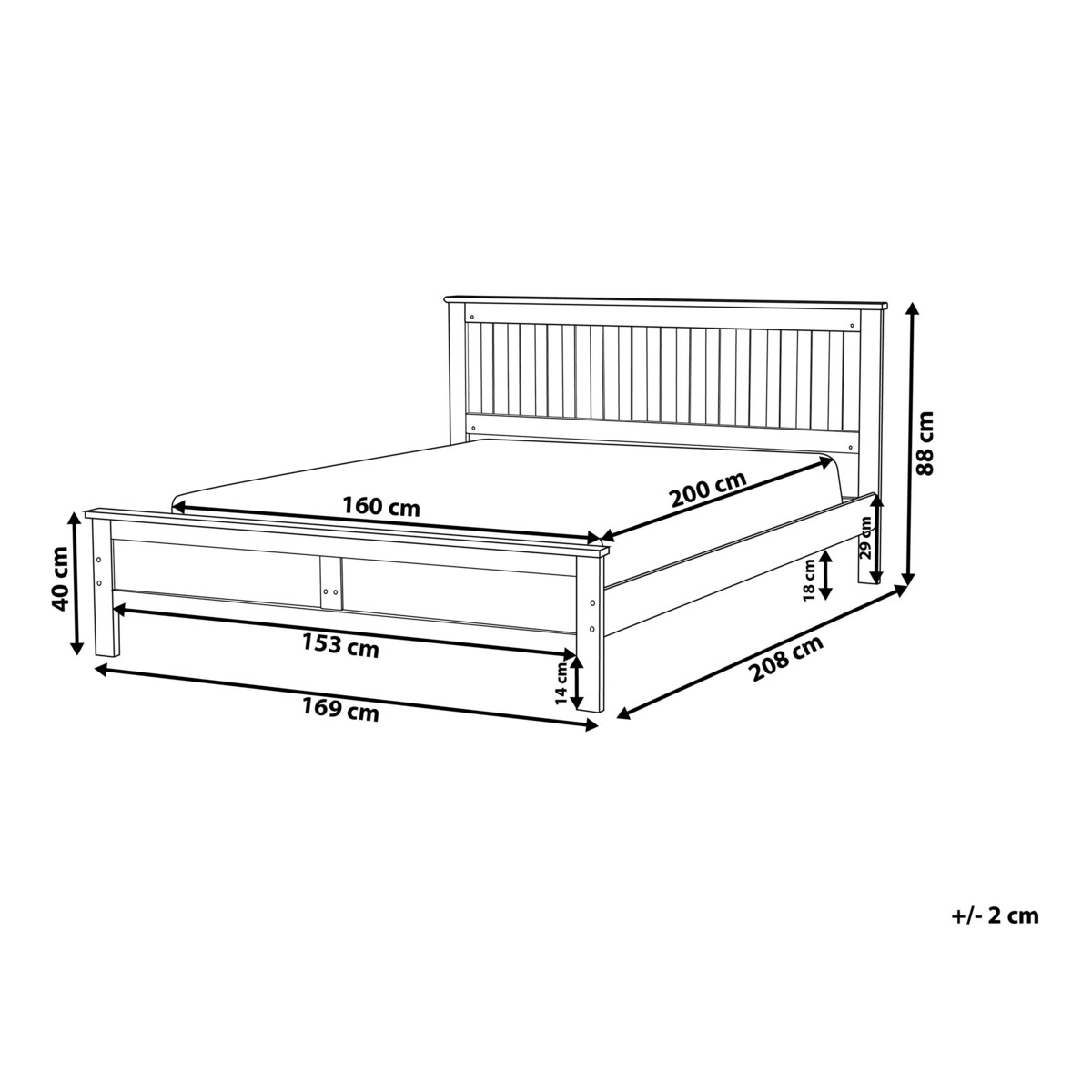 Łóżko drewniane 160 x 200 cm białe MAYENNE