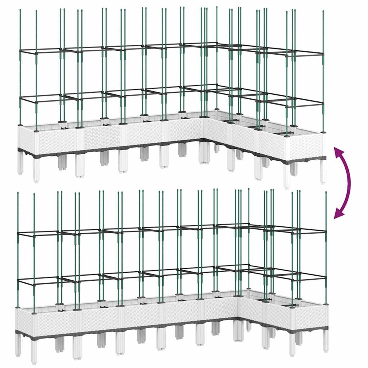 vidaXL Donica ogrodowa z kratką, biała, 200x160x142,5 cm, PP