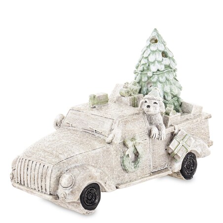 Dekoracja - samochód LED ze zwierzątkiem 11,5x16,5x7 cm