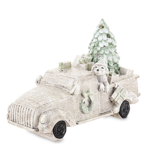 Dekoracja - samochód LED ze zwierzątkiem 11,5x16,5x7 cm