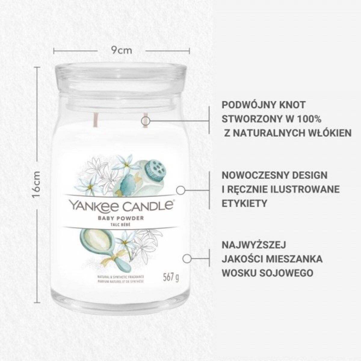 YC SIGNATURE – Świeca duża BABY POWDER