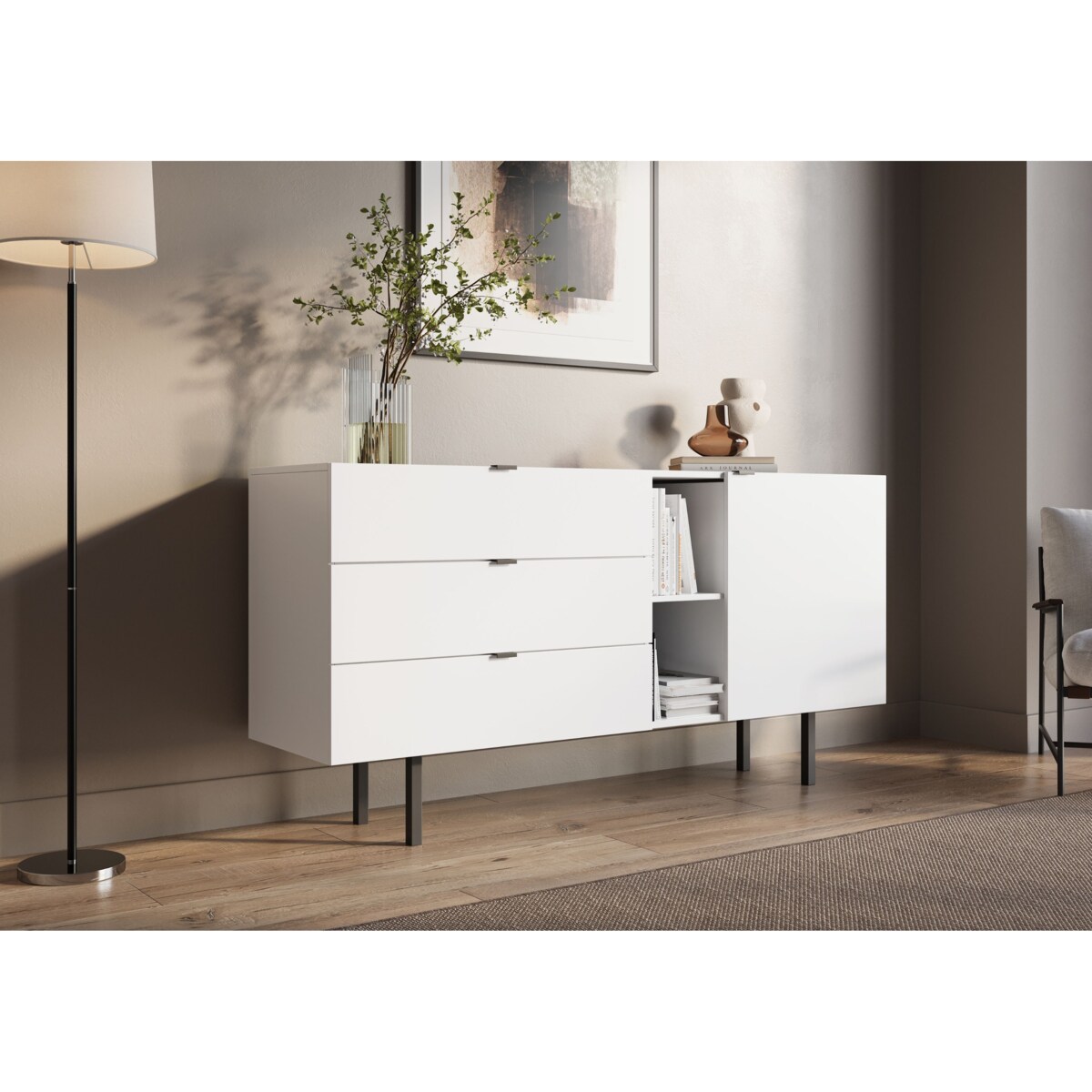 Biała komoda z szufladami Skandica MYWAY / szer. 160 cm