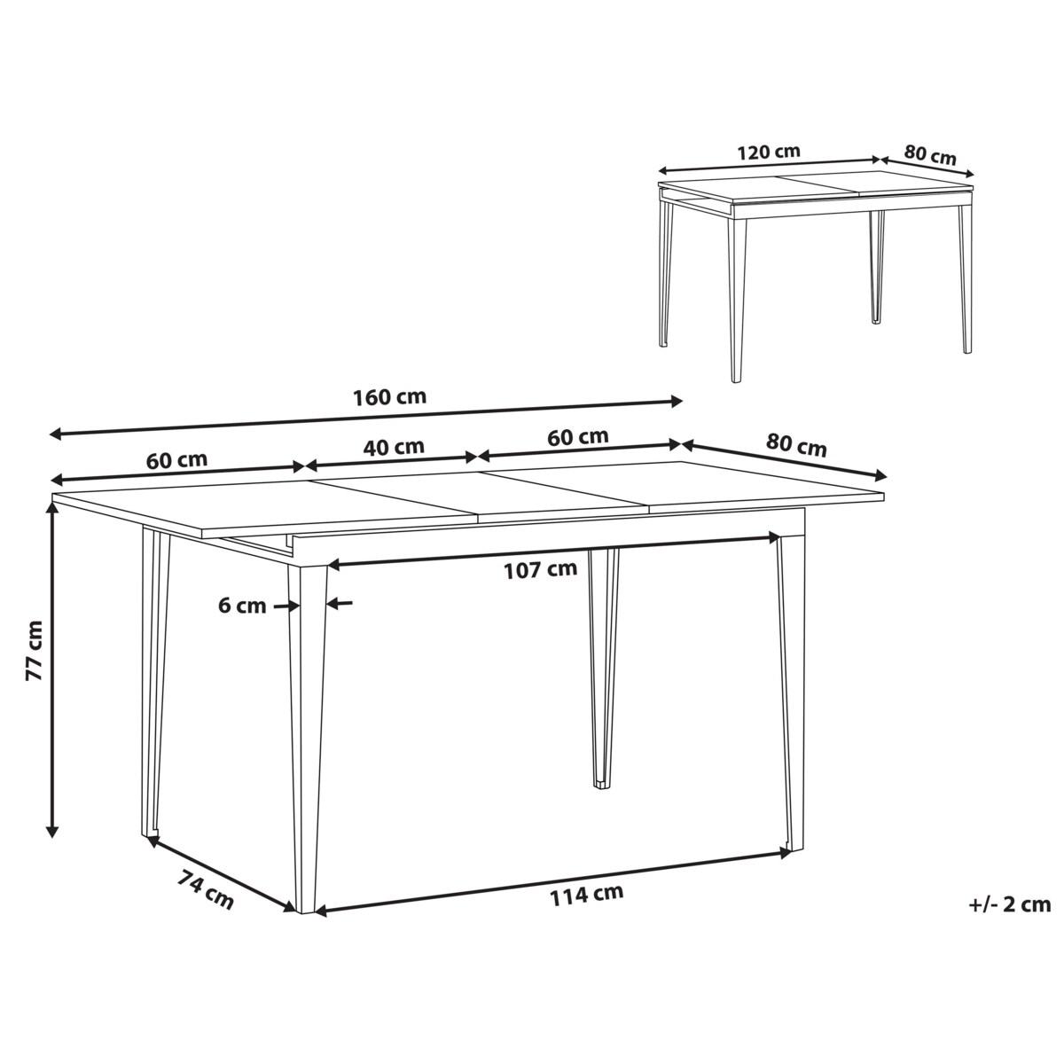 Stół do jadalni rozkładany 120/160 x 80 cm czarny NORLEY