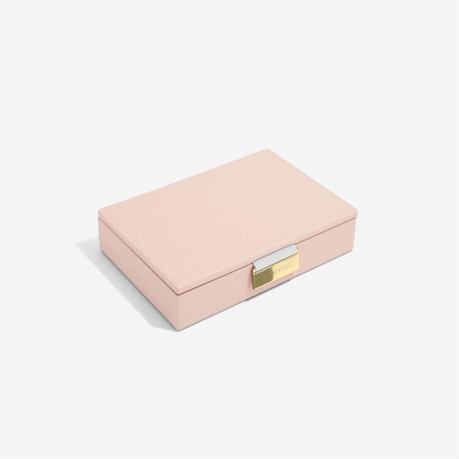 Szkatułka na biżuterię Stackers mini różowo-szampańska z pokrywką