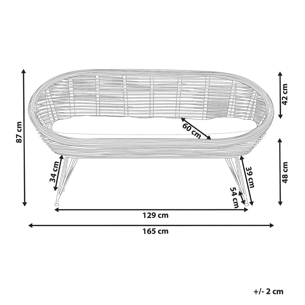 Sofa ogrodowa dla 2 osób MARATEA Rattan Naturalny