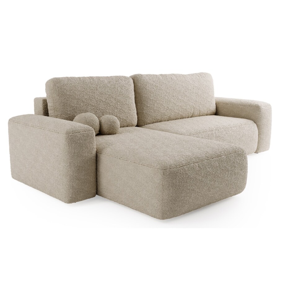 Narożnik Lewy ILO z funkcją spania i pojemnikiem na pościel, jasno-bezowy